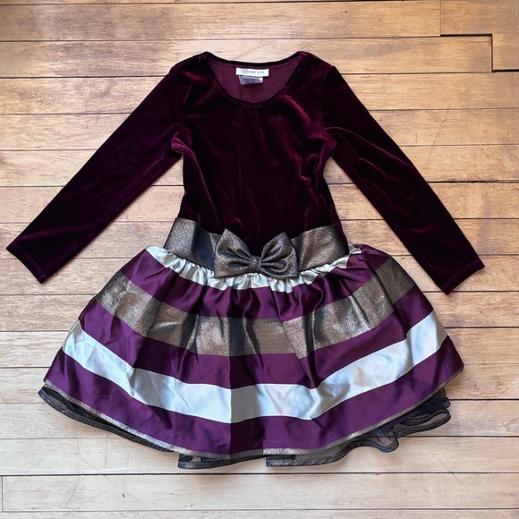 Bonnie Jean size 6X Velvet Burgundy Dress - Picture 2 of 4